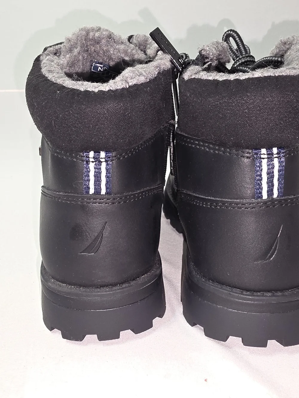 Nautica Kids Black Faux Fur Lace-Up & Zip Winter Boots